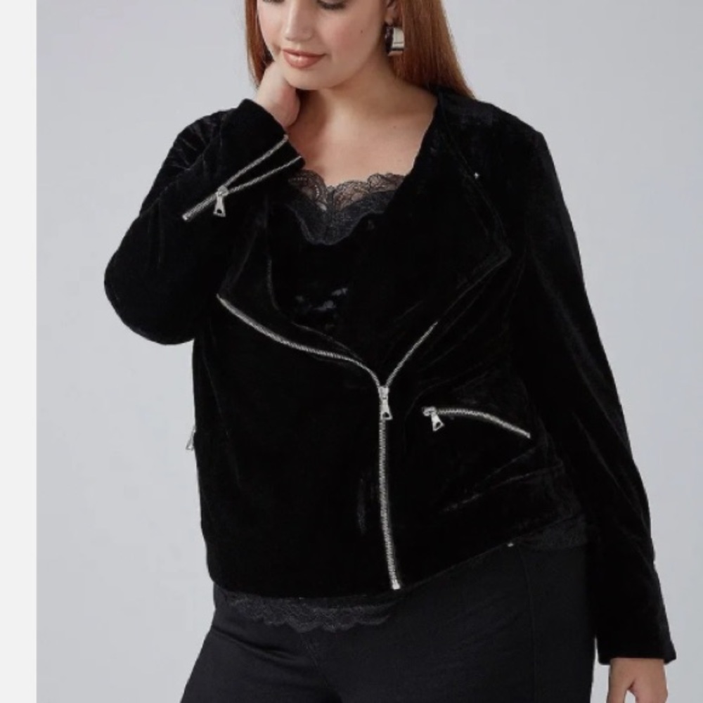 Lane Bryant Crushed Velvet Moto Jacket